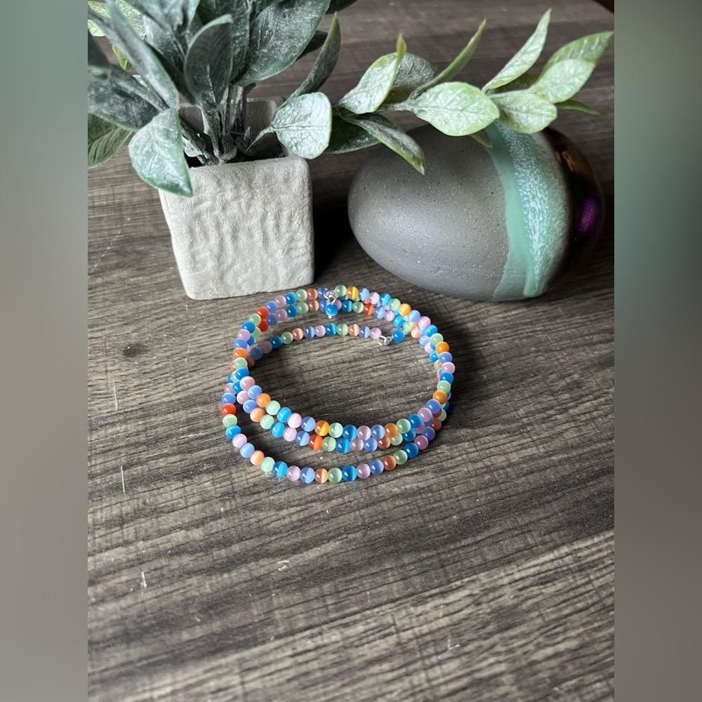 Colorful Beaded Memory Wire Bracelet